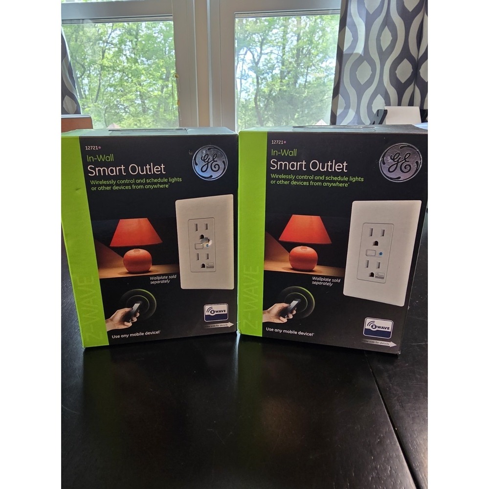 Lot of 2 GE Z-Wave In-Wall Smart Outlets 12721 ZW1001 - New In Box